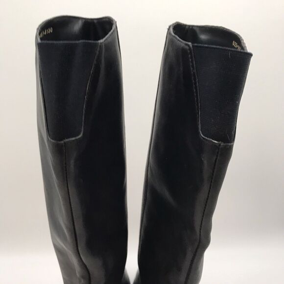 Hunt Club Equestrian Boot Women's 6M Black Leather Pull On Knee High Riding Shoe - Picture 6 of 11